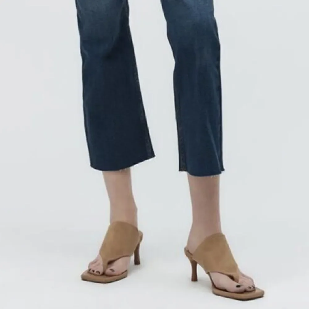 ZARA TOE POST HEELED LEATHER SANDALS